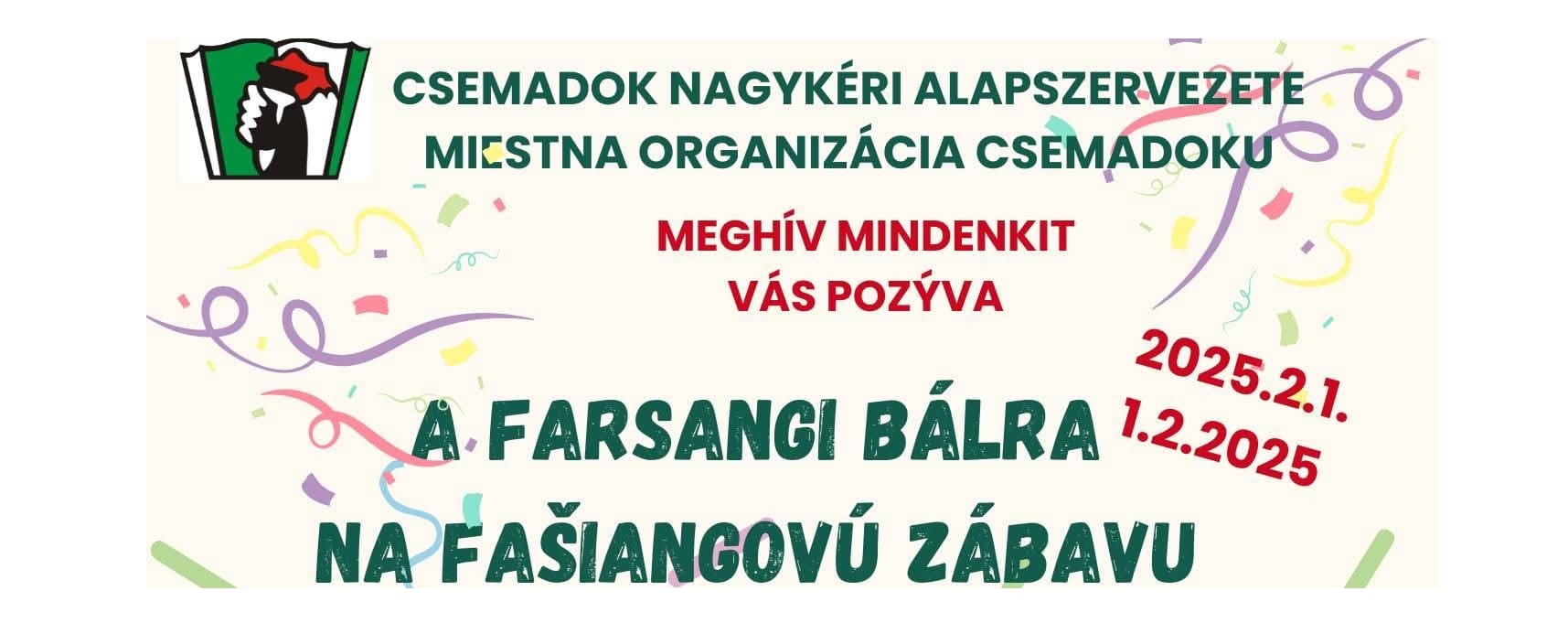 Fašiangová zábava - CSEMADOK - 1.2.2025